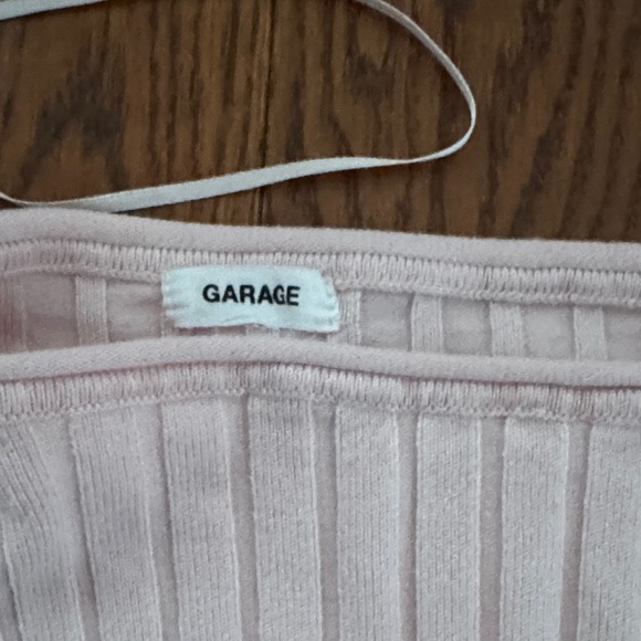Garage Light Pink Off-Shoulder Ribbed Sweater - Picture 3 of 5